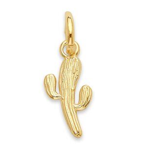 Solid 10k Gold Cactus Charm - Cute Western Jewelry Gifts for Her